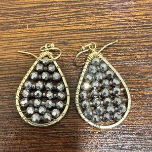 Elegant Gold and Black Beaded Earrings